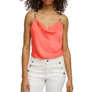 Karl Lagerfeld- Embedded Cowl Neck Tank Top